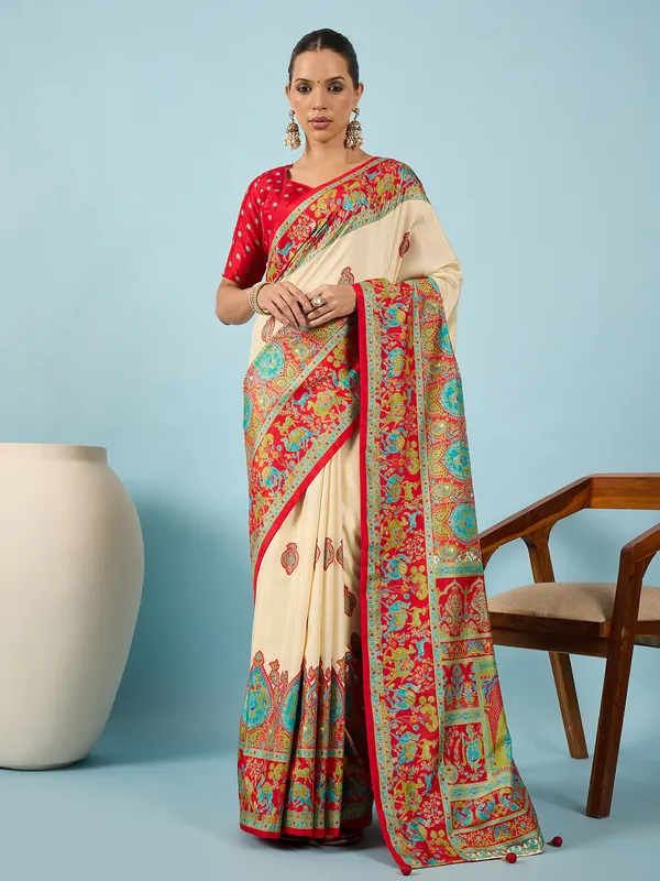 Women's_Silk_Blend_Red_Digital_Print_Designer_Saree_With_Blouse_Piece