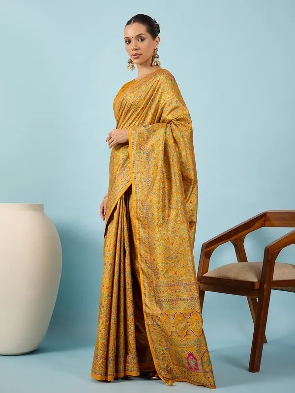 Women's_Silk_Blend_Mustard_Digital_Print_Designer_Saree_With_Blouse_Piece