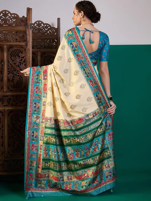 Women's_Silk_Blend_Teal_blue_Digital_Print_Designer_Saree_With_Blouse_Piece