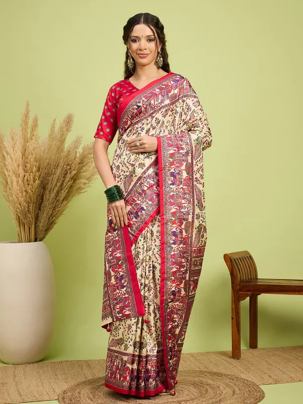 Women's_Silk_Blend_Beige_Digital_Print_Designer_Saree_With_Blouse_Piece