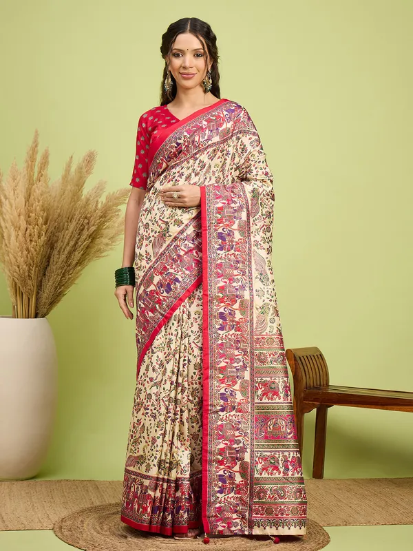 Women's_Silk_Blend_Beige_Digital_Print_Designer_Saree_With_Blouse_Piece