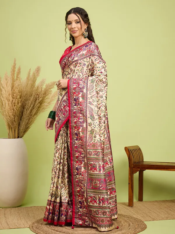Women's_Silk_Blend_Beige_Digital_Print_Designer_Saree_With_Blouse_Piece