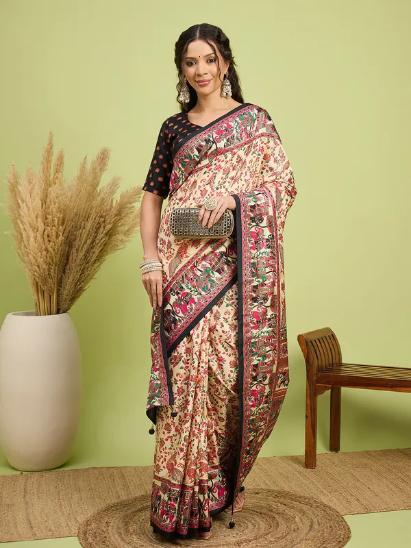 Women's_Silk_Blend_Beige_Digital_Print_Designer_Saree_With_Blouse_Piece