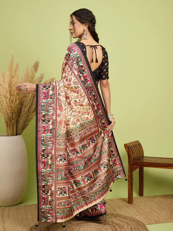 Women's_Silk_Blend_Beige_Digital_Print_Designer_Saree_With_Blouse_Piece