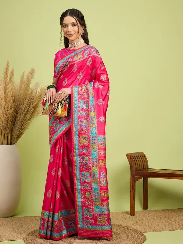 Women's_Silk_Blend_Pink_Digital_Print_Designer_Saree_With_Blouse_Piece