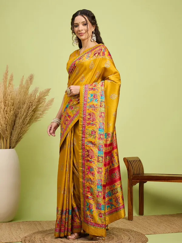 Women's_Silk_Blend_Yellow_Digital_Print_Designer_Saree_With_Blouse_Piece
