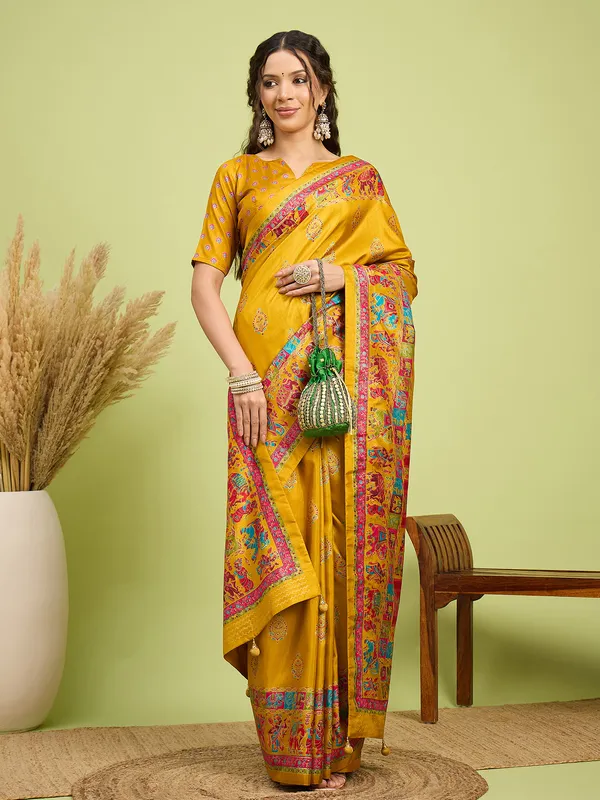 Women's_Silk_Blend_Yellow_Digital_Print_Designer_Saree_With_Blouse_Piece