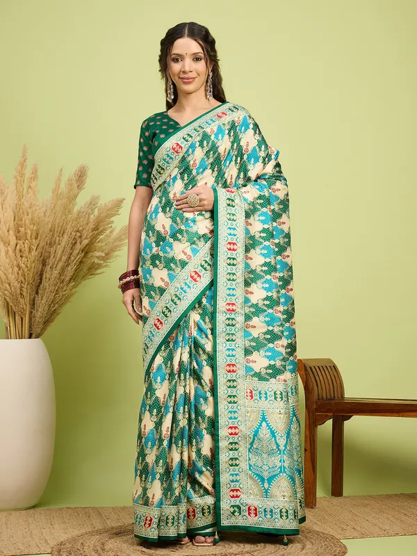 Women's_Silk_Blend_Green_Digital_Print_Designer_Saree_With_Blouse_Piece