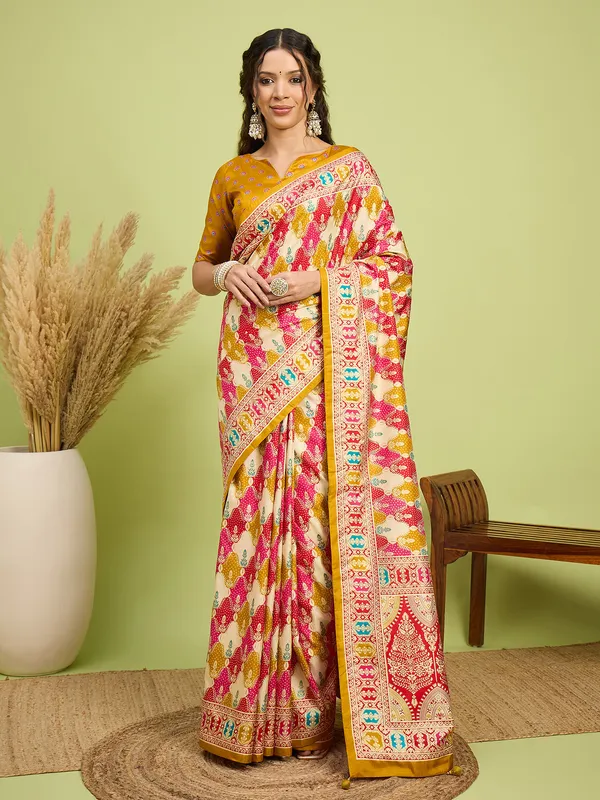 Women's_Silk_Blend_Mustard_Digital_Print_Designer_Saree_With_Blouse_Piece