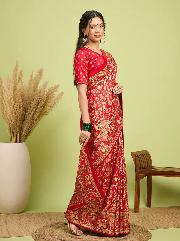 Women's_Silk_Blend_Red_Digital_Print_Designer_Saree_With_Blouse_Piece