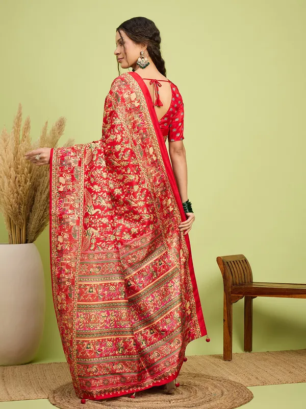 Women's_Silk_Blend_Red_Digital_Print_Designer_Saree_With_Blouse_Piece
