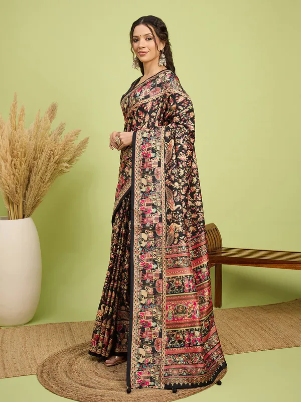 Women's_Silk_Blend_Black_Digital_Print_Designer_Saree_With_Blouse_Piece