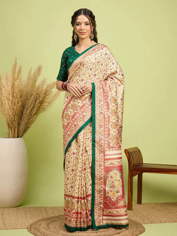 Women's_Silk_Blend_Cream_Digital_Print_Designer_Saree_With_Blouse_Piece