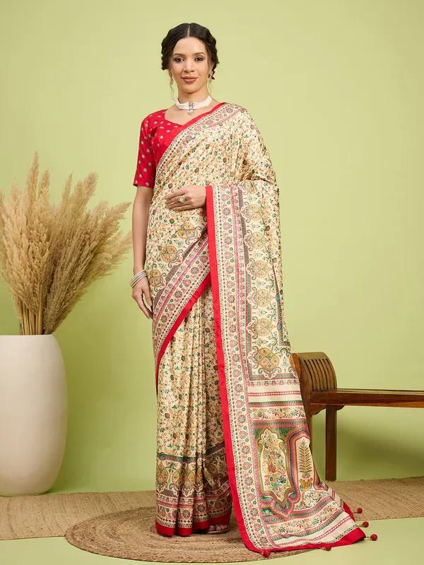 Women's_Silk_Blend_Cream_Digital_Print_Designer_Saree_With_Blouse_Piece