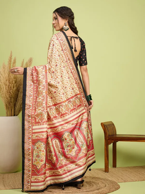 Women's_Silk_Blend_Cream_Digital_Print_Designer_Saree_With_Blouse_Piece