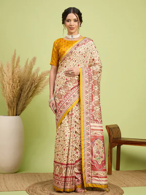 Women's_Silk_Blend_Cream_Digital_Print_Designer_Saree_With_Blouse_Piece