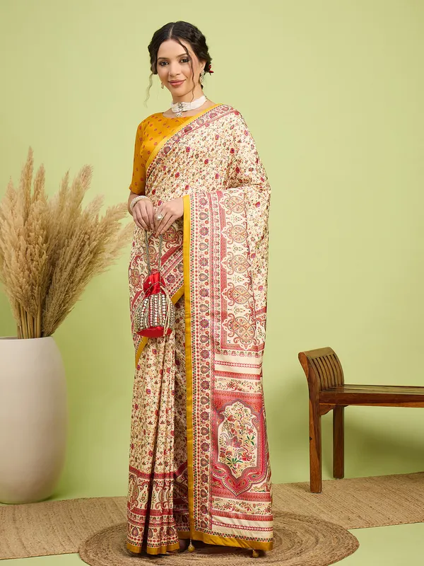 Women's_Silk_Blend_Cream_Digital_Print_Designer_Saree_With_Blouse_Piece
