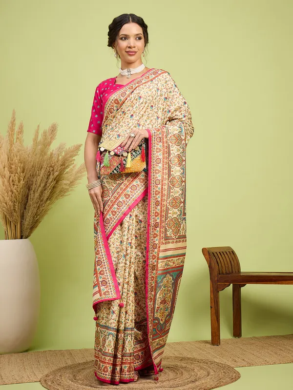 Women's_Silk_Blend_Cream_Digital_Print_Designer_Saree_With_Blouse_Piece