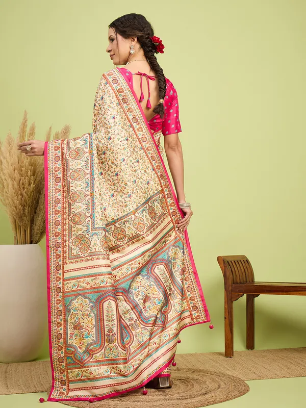 Women's_Silk_Blend_Cream_Digital_Print_Designer_Saree_With_Blouse_Piece