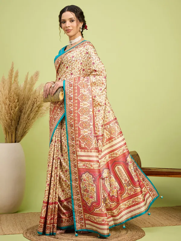 Women's_Silk_Blend_Cream_Digital_Print_Designer_Saree_With_Blouse_Piece