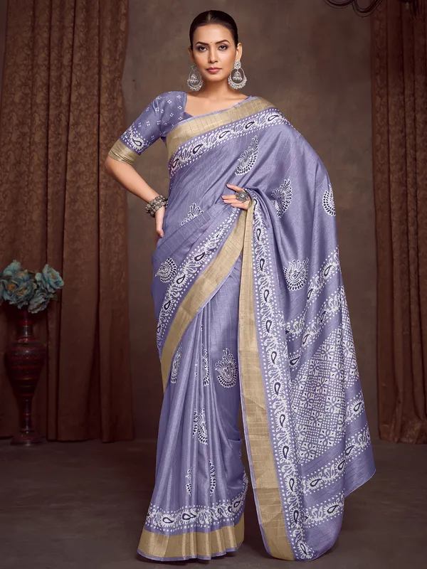 Women's_Silk_Blend_Lavender_Printed_Designer_Saree_With_Blouse_Piece