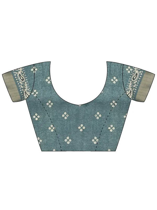 Women's_Silk_Blend_Sea_Green_Printed_Designer_Saree_With_Blouse_Piece