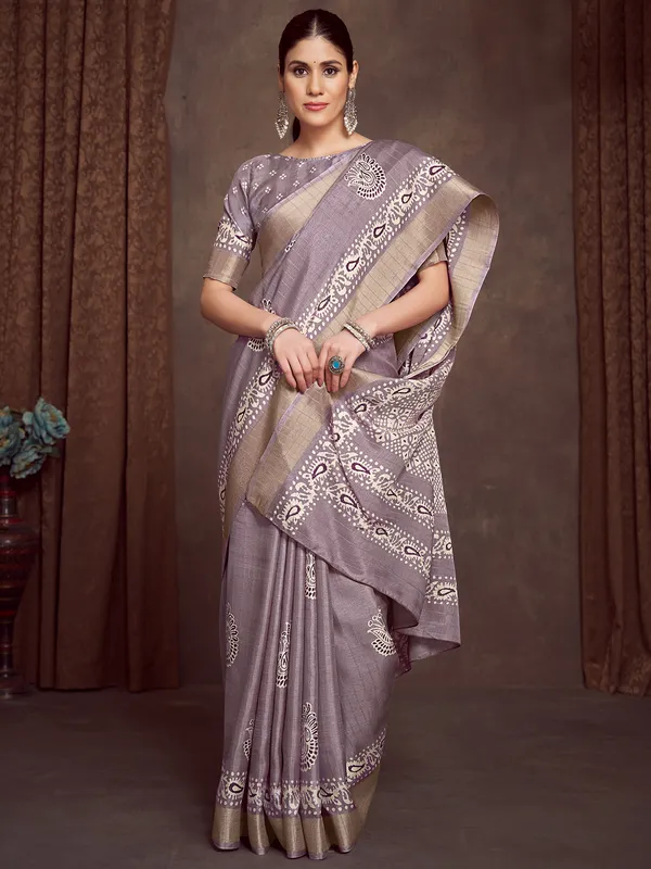 Women's_Silk_Blend_Mauve_Printed_Designer_Saree_With_Blouse_Piece