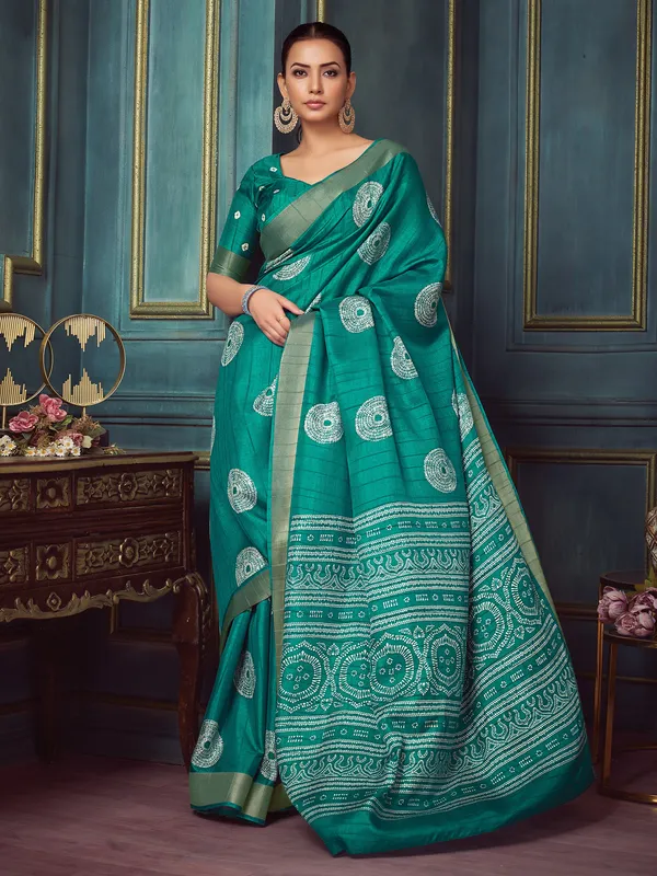 Women's_Silk_Blend_Blue_Printed_Designer_Saree_With_Blouse_Piece