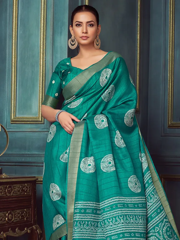 Women's_Silk_Blend_Blue_Printed_Designer_Saree_With_Blouse_Piece