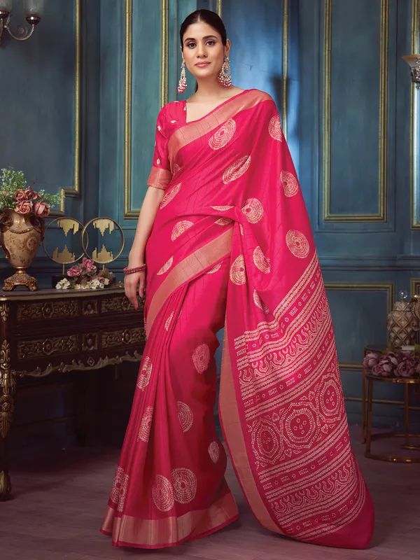 Women's_Silk_Blend_Pink_Printed_Designer_Saree_With_Blouse_Piece
