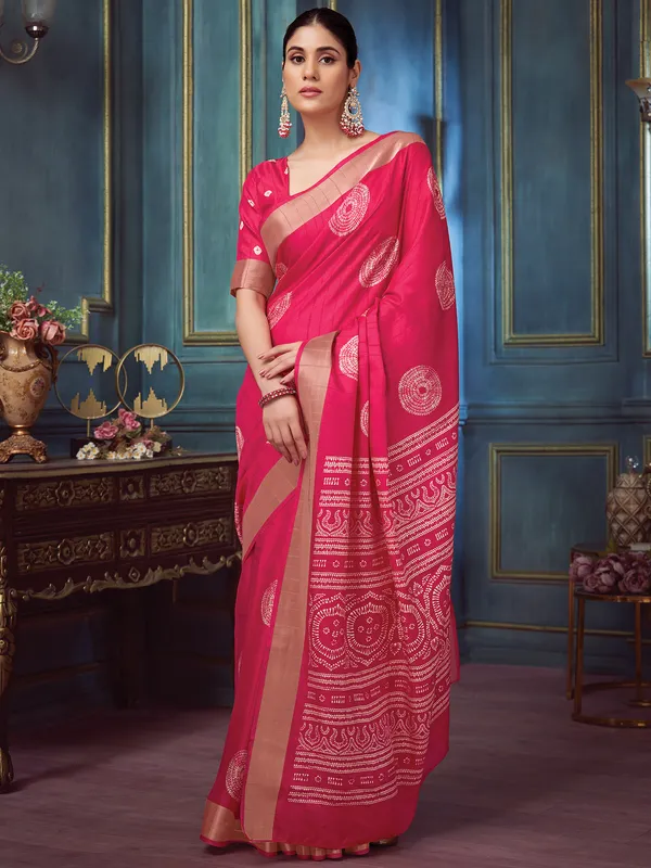 Women's_Silk_Blend_Pink_Printed_Designer_Saree_With_Blouse_Piece