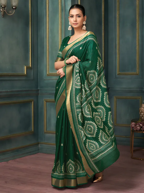 Women's_Silk_Blend_Green_Printed_Designer_Saree_With_Blouse_Piece