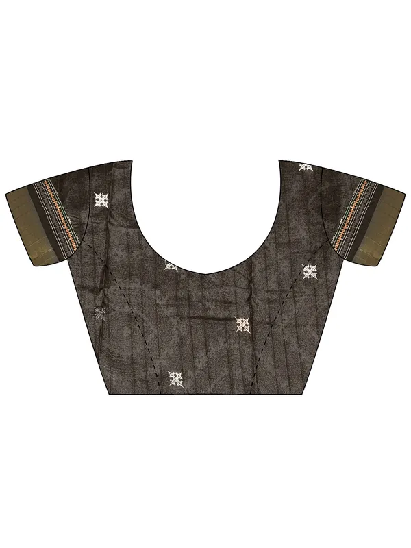 Women's_Silk_Blend_Dark_Brown_Printed_Designer_Saree_With_Blouse_Piece