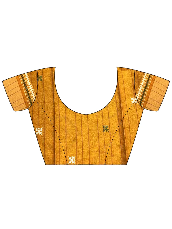 Women's_Silk_Blend_Mustard_Printed_Designer_Saree_With_Blouse_Piece