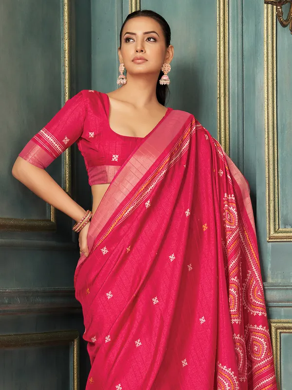 Women's_Silk_Blend_Pink_Printed_Designer_Saree_With_Blouse_Piece