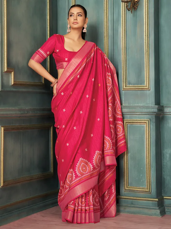 Women's_Silk_Blend_Pink_Printed_Designer_Saree_With_Blouse_Piece