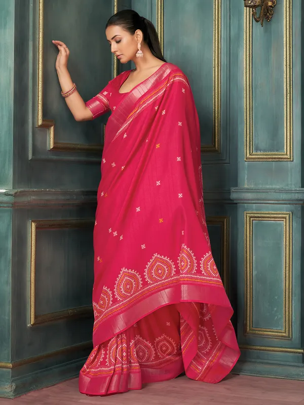 Women's_Silk_Blend_Pink_Printed_Designer_Saree_With_Blouse_Piece