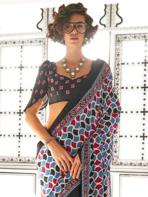 Women's_Crepe_Blue_Printed_Designer_Saree_With_Blouse_Piece