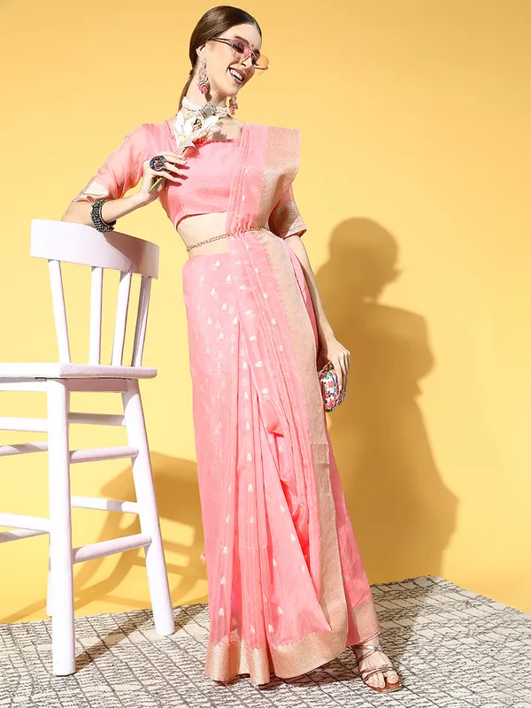 Women's_Silk_Blend_Light_Blue_Woven_Design_CelebritySaree_With_Blouse_Piece