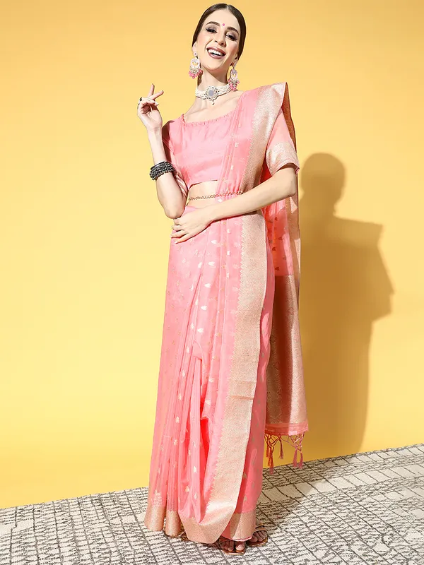 Women's_Silk_Blend_Light_Blue_Woven_Design_CelebritySaree_With_Blouse_Piece
