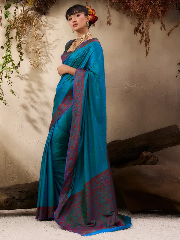 Women's_Silk_Blend_Light_Blue_Woven_Design_Designer_Saree_With_Blouse_Piece