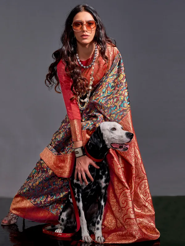Women's_Silk_Blend_Black_Woven_Design_Designer_Saree_With_Blouse_Piece