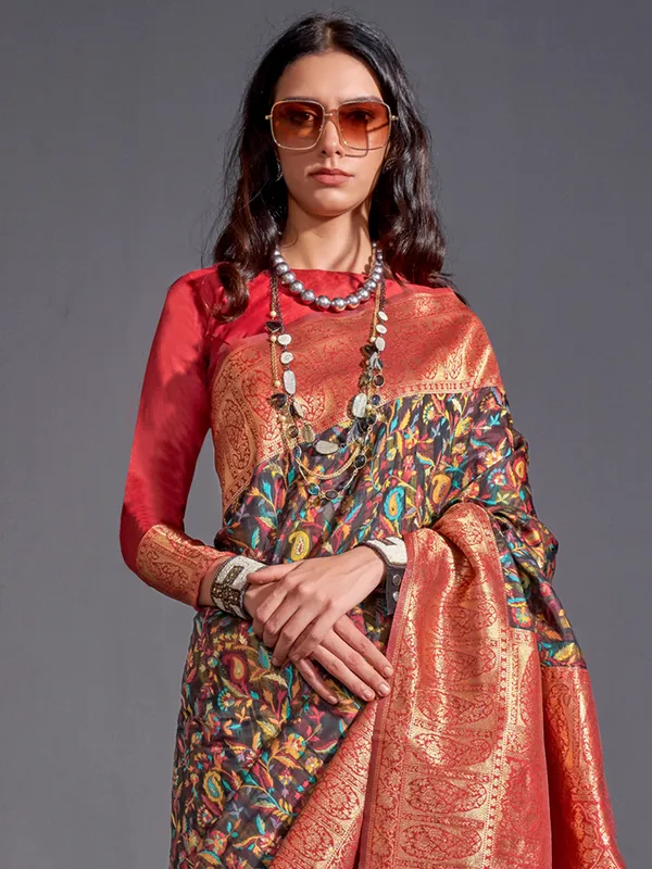 Women's_Silk_Blend_Black_Woven_Design_Designer_Saree_With_Blouse_Piece