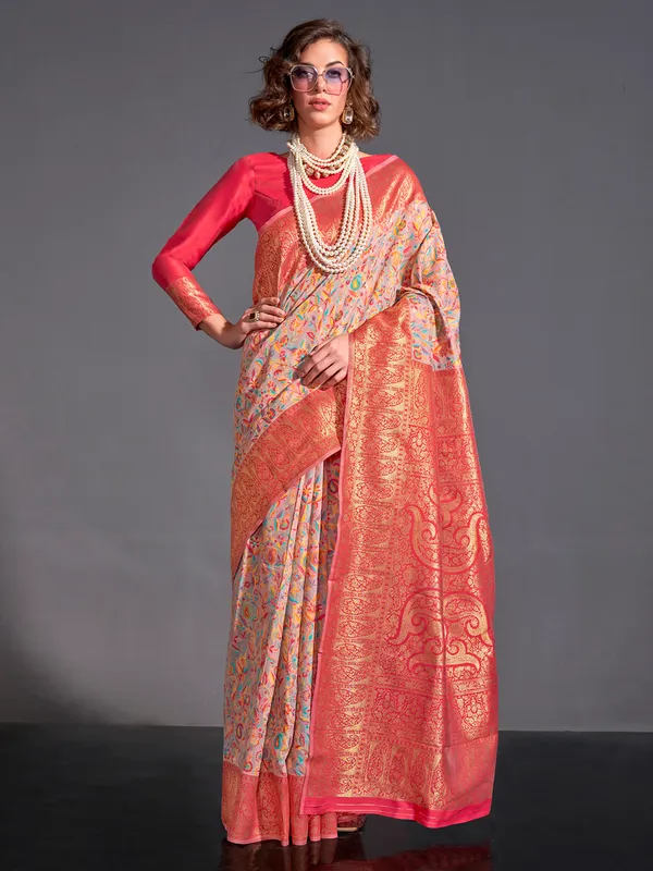 Women's_Silk_Blend_Beige_Woven_Design_Designer_Saree_With_Blouse_Piece