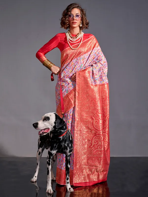 Women's_Silk_Blend_Lavender_Woven_Design_Designer_Saree_With_Blouse_Piece