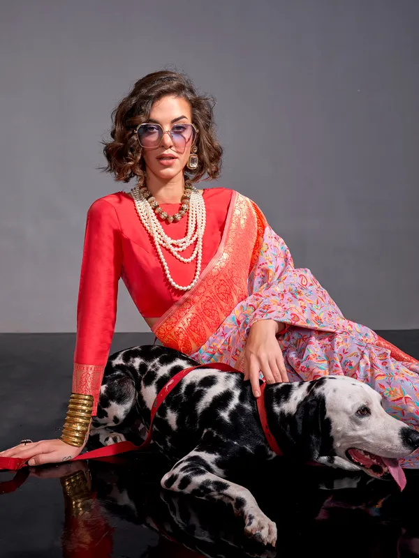 Women's_Silk_Blend_Lavender_Woven_Design_Designer_Saree_With_Blouse_Piece