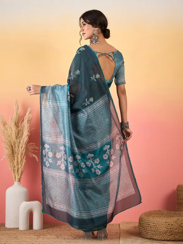 Women's_Silk_Blend_Aqua_Blue_Printed_Designer_Saree_With_Blouse_Piece