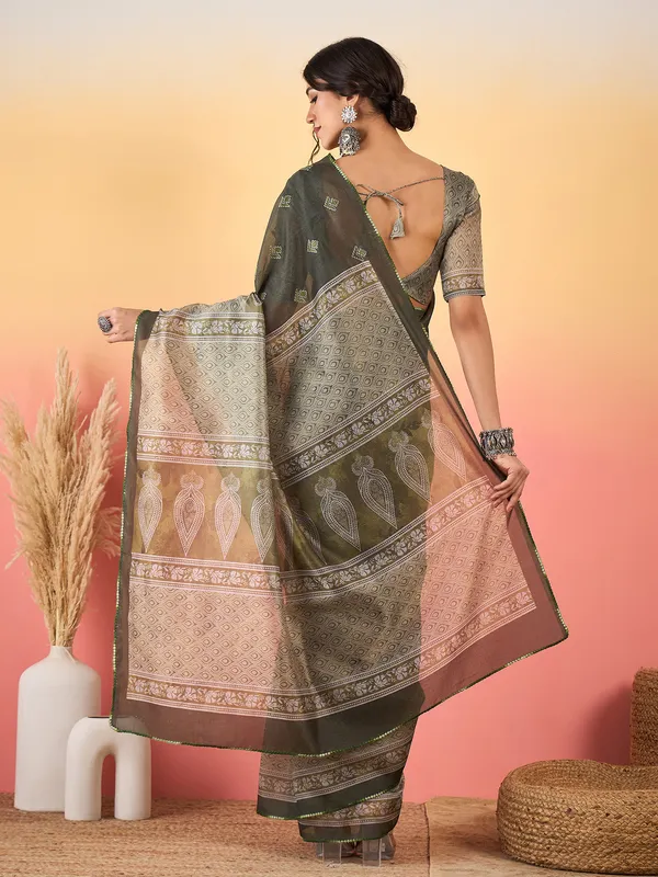 Women's_Silk_Blend_Olive_Printed_Designer_Saree_With_Blouse_Piece