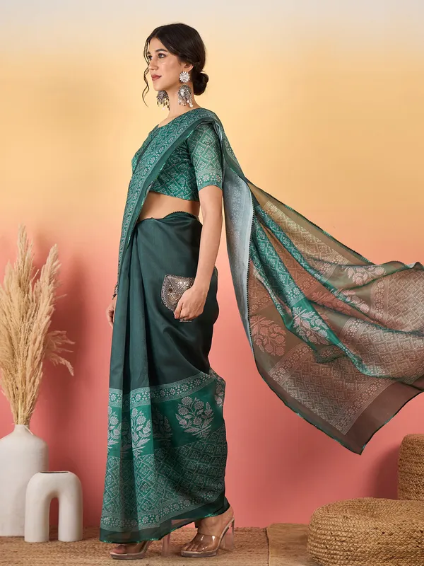 Women's_Silk_Blend_Teal_green_Printed_Designer_Saree_With_Blouse_Piece