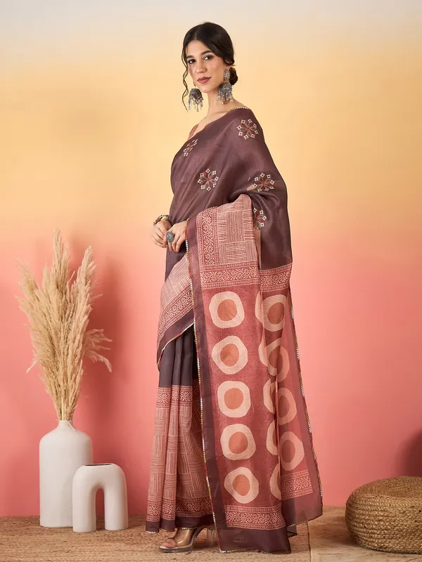 Women's_Silk_Blend_Light_Brown_Printed_Designer_Saree_With_Blouse_Piece